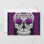 Fancy Lace Sugar Skull-dag van het dode Paars RSVP Kaartje (Achterkant)