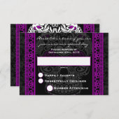 Fancy Lace Sugar Skull-dag van het dode Paars RSVP Kaartje (Voorkant / Achterkant)