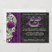 Fancy Lace Sugar Skull Day of the Dead Invite Kaart (Voorkant)