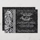 Fancy Lace Sugar Skull Day of the Dead Invite Kaart (Voorkant / Achterkant)