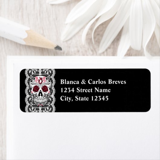 Fancy Lace Sugar Skull retour adreslabels Etiket (Insitu)