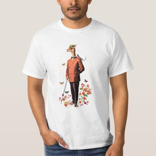 FANCY LAMADIER IN BLOEMEN EN VLINDERS T-SHIRT (Voorkant)