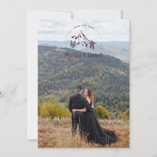 Fancy landschapsgebergte Romantic Foto Save The Date (Voorkant)