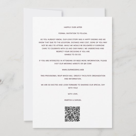 Fancy landschapsgebergte Romantic Foto Save The Date (Achterkant)