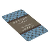 Fancy Lattice Save the Date Magnet, Blue Magneet (Rechterzijde)