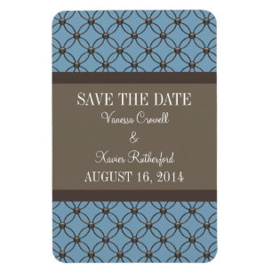 Fancy Lattice Save the Date Magnet, Blue Magneet