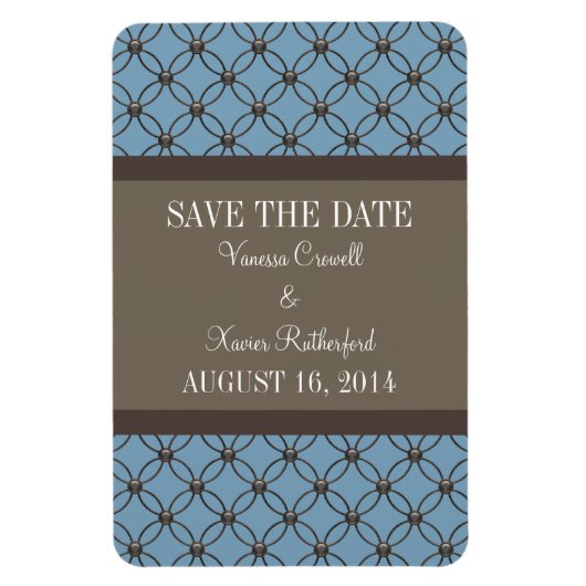 Fancy Lattice Save the Date Magnet, Blue Magneet (Verticaal)