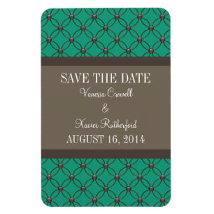 Fancy Lattice Save the Date Magnet, Emerald Magneet