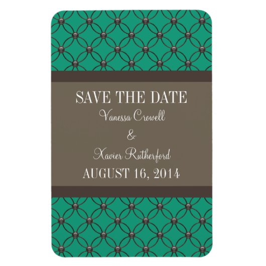 Fancy Lattice Save the Date Magnet, Emerald Magneet (Verticaal)