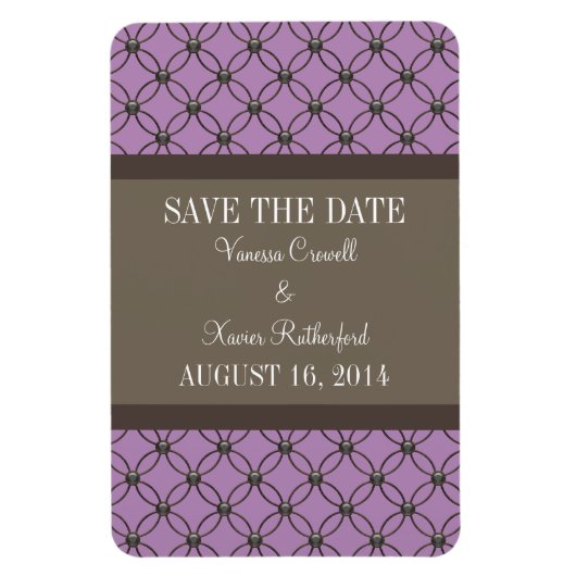 Fancy Lattice Save the Date Magnet, Violet Magneet (Verticaal)