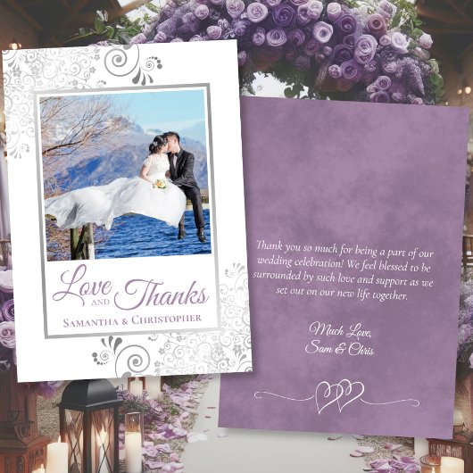 Fancy Lavendel Liefde & Bedankt Foto & Notitie Tro