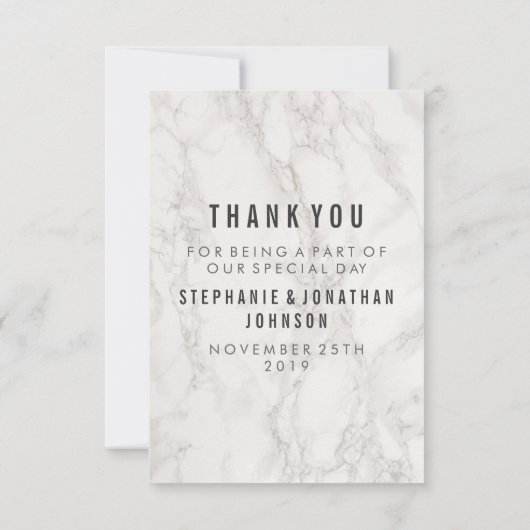 Fancy legant marmer Wedding Bedankt (Achterkant)