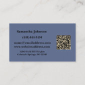 Fancy Leiste Blau met Gouden Sleutel QR Code Vastg Visitekaartje (Achterkant)