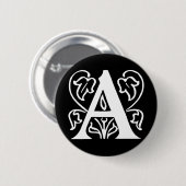 Fancy letter A Ronde Button 5,7 Cm (Voorkant /achterkant)