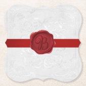 Fancy Letter B Red Wax Seal Ribbon Kartonnen Onderzetters (Voorkant)