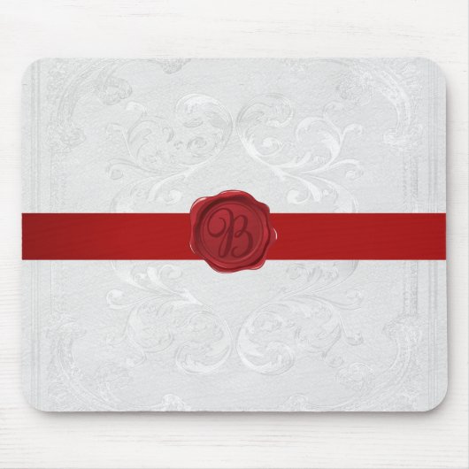 Fancy Letter B Red Wax Seal Ribbon Muismat (Voorkant)