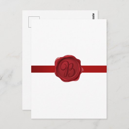 Fancy Letter B Rode Waszegel Briefkaart (Voorkant / Achterkant)