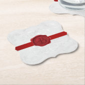 Fancy Letter B Rode Waszegel Lint Kartonnen Onderzetters (Gekanteld)