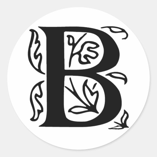 Fancy letter B Ronde Sticker (Voorkant)