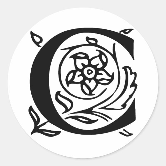Fancy letter C Ronde Sticker (Voorkant)