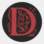 Fancy letter D Ronde Sticker (Voorkant)
