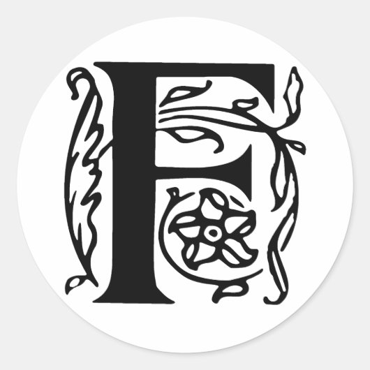 Fancy letter F Ronde Sticker (Voorkant)