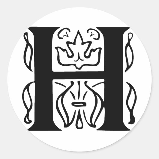 Fancy letter H Ronde Sticker (Voorkant)