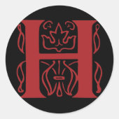 Fancy letter H Ronde Sticker (Voorkant)