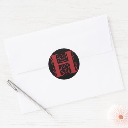 Fancy letter H Ronde Sticker (Envelop)