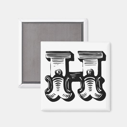 Fancy letter H vierkante magneet (Voorkant / Achterkant)