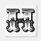 Fancy letter H vierkante magneet (Voorkant)