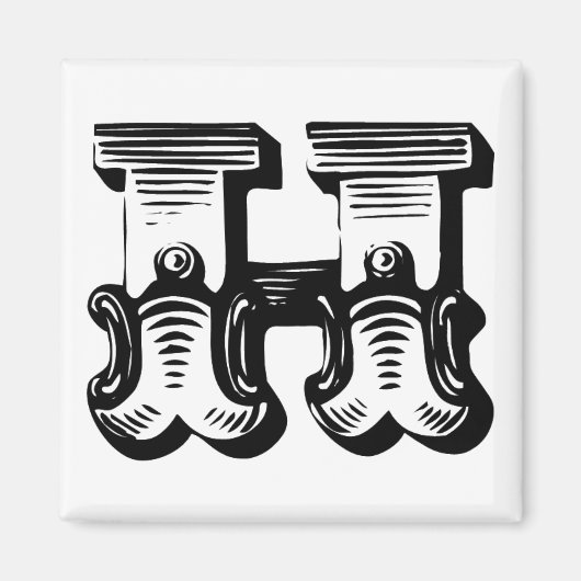 Fancy letter H vierkante magneet (Voorkant)