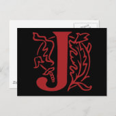 Fancy letter J Briefkaart (Voorkant / Achterkant)