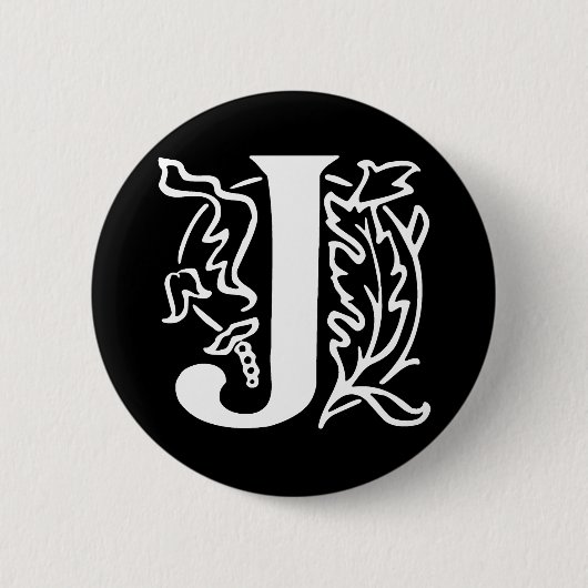 Fancy letter J Ronde Button 5,7 Cm (Voorkant)