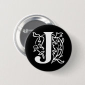 Fancy letter J Ronde Button 5,7 Cm (Voorkant /achterkant)