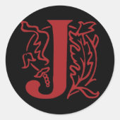 Fancy letter J Ronde Sticker (Voorkant)