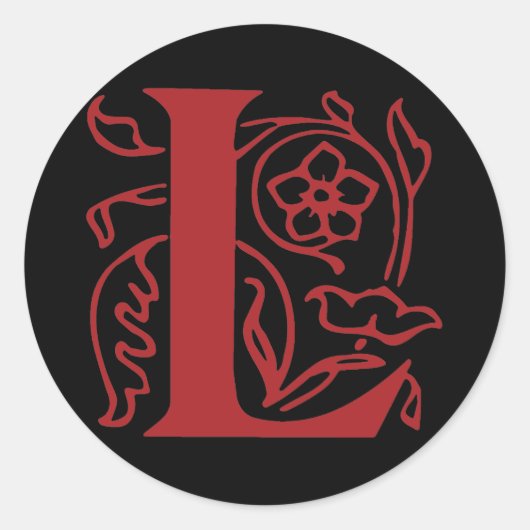 Fancy letter L Ronde Sticker (Voorkant)