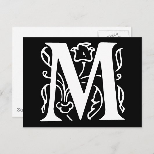 Fancy letter M Briefkaart (Voorkant / Achterkant)
