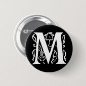 Fancy letter M Ronde Button 5,7 Cm (Voorkant /achterkant)