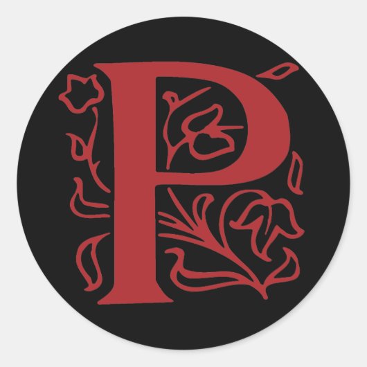 Fancy letter P Ronde Sticker (Voorkant)