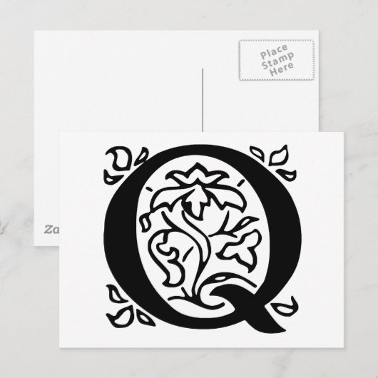 Fancy letter Q Briefkaart (Voorkant / Achterkant)
