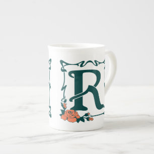 Fancy letter R Porselein Kop