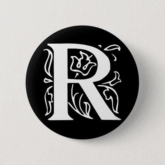 Fancy letter R Ronde Button 5,7 Cm (Voorkant)