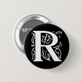 Fancy letter R Ronde Button 5,7 Cm (Voorkant /achterkant)