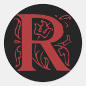 Fancy letter R Ronde Sticker (Voorkant)