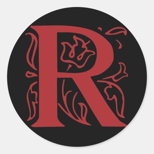 Fancy letter R Ronde Sticker (Voorkant)
