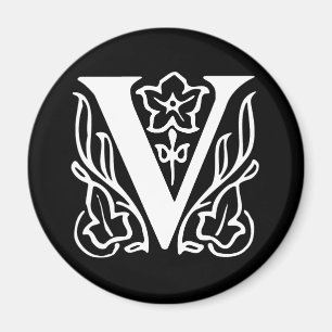 Fancy letter V Magneet