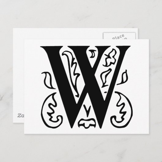 Fancy letter W Briefkaart (Voorkant / Achterkant)