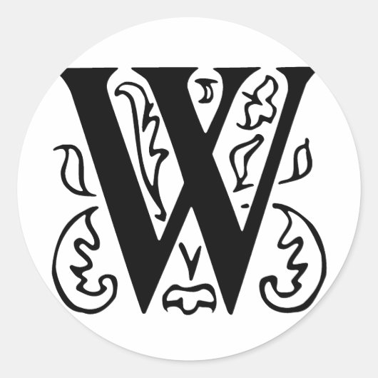 Fancy letter W Ronde Sticker (Voorkant)