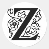 Fancy letter Z Ronde Sticker (Voorkant)